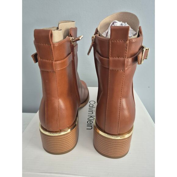 Calvin Klein Women's Jallis US 9.5M Natural Brown Block Heel Dress Booties - Picture 6 of 6